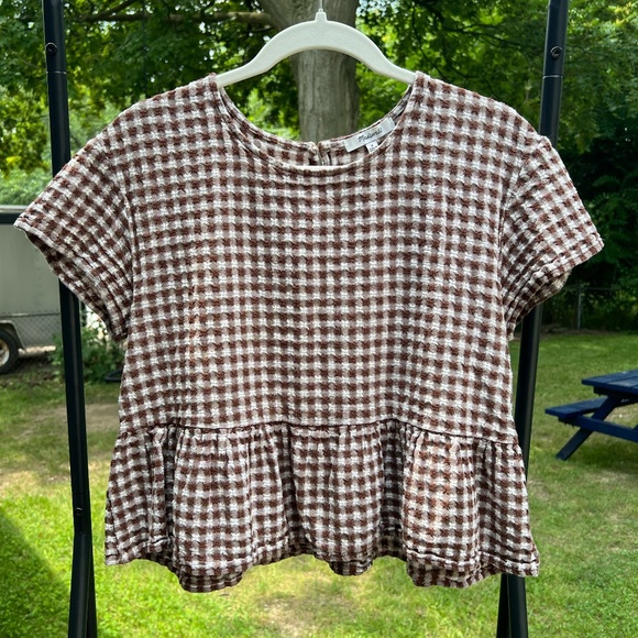 Madewell Tops - Madewell Gingham Peplum Top